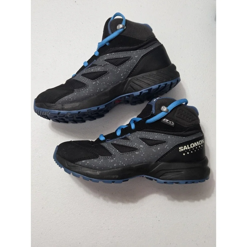 Salomon Outway Waterproof Hiking Boots ClimaSalomon Black Blue Kids Junior Sz 2